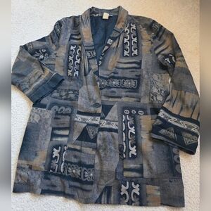 Vintage Kensington Lightweight Blazer Size Medium Artsy Button Front Jacket